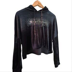 Juicy Couture Black velvet Cropped Hoodie pullover large